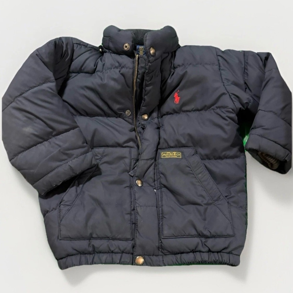 Polo Ralph Lauren Boys 3T Navy Down Puffer Jacket Hooded Winter Coat